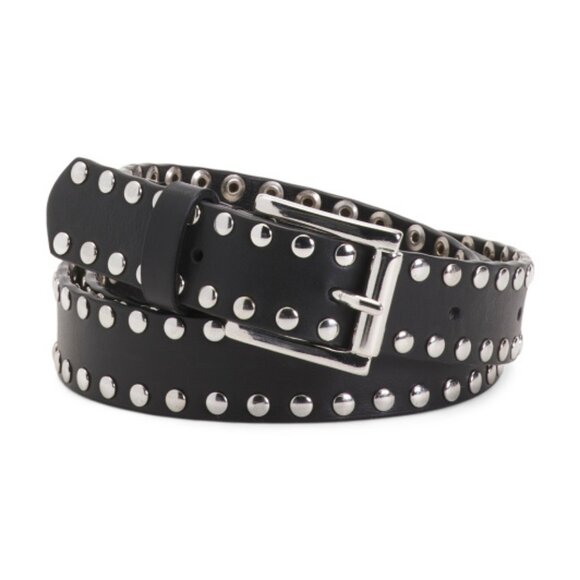NEW MARTINA MORI Black Made In Italy Leather Large Hip High Triple Buckle Closur Martina Mori Genuine Leather Made in Italy TU Double Silver  main image 4